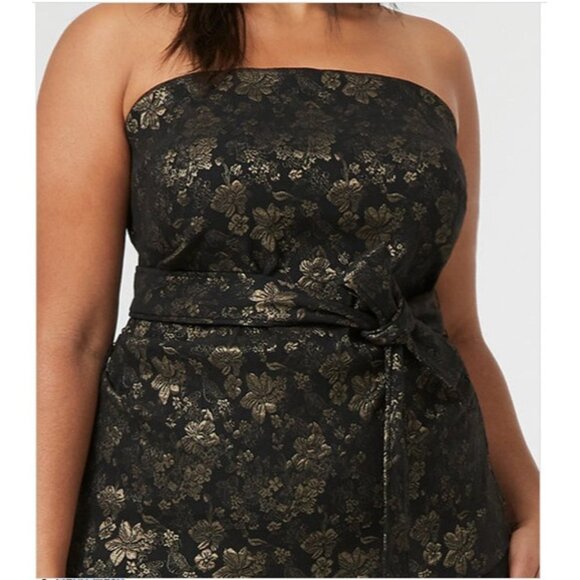 Women Le Chateau Floral Print Metallic Knit Bustier Top 1X - Picture 4 of 5